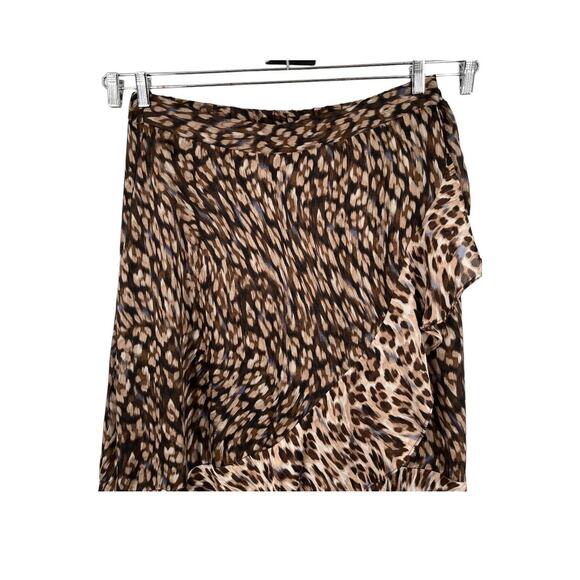 Vince Camuto skirt leopard print side ruffle hem satin a-line midi size 1X - Picture 4 of 9